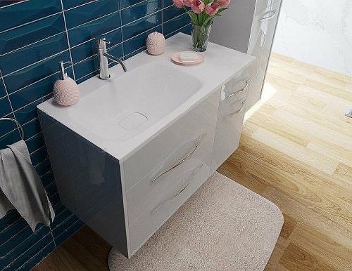 Тумба с раковиной Эстет Barcelona ФР-00003595 900х450 левая, подвесная 3 ящика 1 дверь Тумба с раковиной Эстет Barcelona ФР-00003595 900х450 левая, подвесная 3 ящика 1 дверь