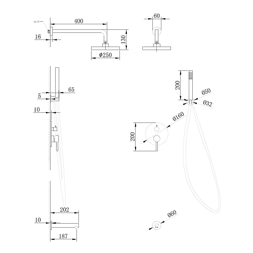 Душевая система ABBER Emotion AF8817 скрытого монтажа с изливом, хром Душевая система ABBER Emotion AF8817 скрытого монтажа с изливом, хром