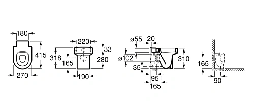 Биде напольное Roca Carmen 3 отверстия для смесителя черный 3570A4563 Биде напольное Roca Carmen 3 отверстия для смесителя черный 3570A4563
