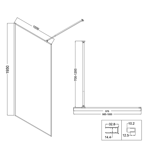 Душевая перегородка Niagara Nova NG-680-10BLACK (100x195) черный матовый, стекло прозрачное с рисунком Душевая перегородка Niagara Nova NG-680-10BLACK (100x195) черный матовый, стекло прозрачное с рисунком