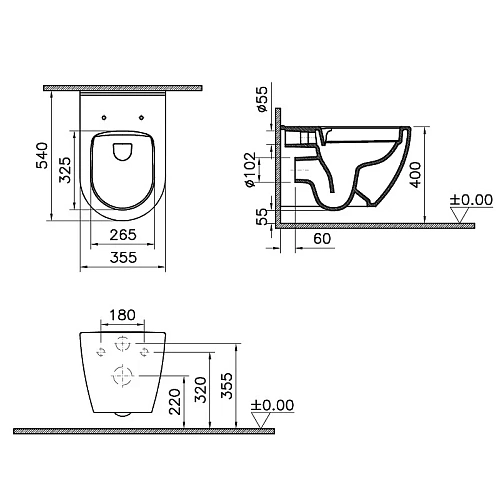 Унитаз подвесной VitrA Mia Round SmoothFlush, безободковый 7510B003-0075 без сиденья Унитаз подвесной VitrA Mia Round SmoothFlush, безободковый 7510B003-0075 без сиденья