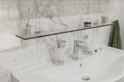 Полка STWORKI Glass Shelf 90 полкодержатели хром 440805 Полка STWORKI Glass Shelf 90 полкодержатели хром 440805