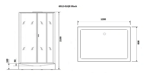 Душевая кабина Niagara Premium NG-6912-01QR BLACK (1200х800х2100) низкий поддон (16 см) стекло тонированное 69120134QRBLACK Душевая кабина Niagara Premium NG-6912-01QR BLACK (1200х800х2100) низкий поддон (16 см) стекло тонированное 69120134QRBLACK