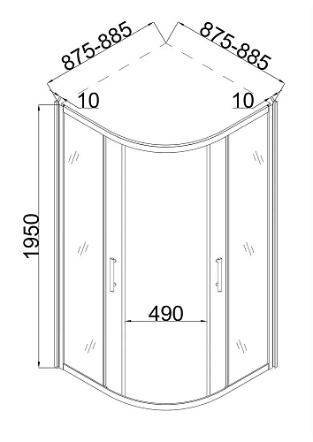 Душевой уголок Taliente 90x90x195см, четверть круга, раздвижной, мат.стекло 6мм, хром.профиль TA-09091-1MP Душевой уголок Taliente 90x90x195см, четверть круга, раздвижной, мат.стекло 6мм, хром.профиль TA-09091-1MP