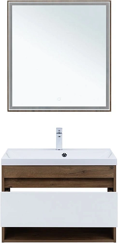 Тумба под раковину Aquanet Тренд 75 00345118 дуб рустикальный/белый сатин Тумба под раковину Aquanet Тренд 75 00345118 дуб рустикальный/белый сатин