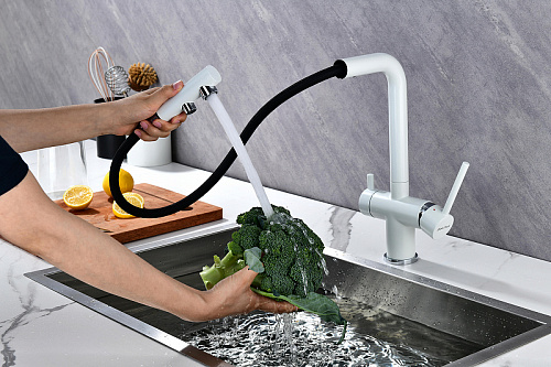 Смеситель для кухни Paulmark SERPENTINE белый матовый Se213222-WH Смеситель для кухни Paulmark SERPENTINE белый матовый Se213222-WH