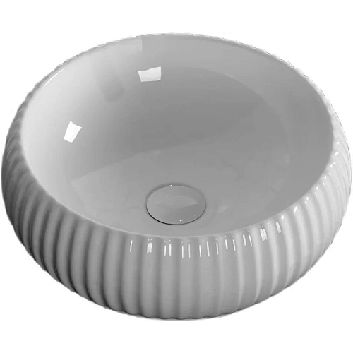 Раковина Ceruttispa CR0007 405х405х130 накладная, белая, круглая, ребристая Раковина Ceruttispa CR0007 405х405х130 накладная, белая, круглая, ребристая