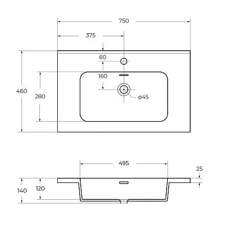 Раковина CEZARES 50169 Bianco 740x460 искусственный камень Раковина CEZARES 50169 Bianco 740x460 искусственный камень