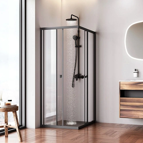 Душевой уголок AM.PM Sunny W87G-403-10080-BT 100x80 черный, стекло прозрачное Душевой уголок AM.PM Sunny W87G-403-10080-BT 100x80 черный, стекло прозрачное