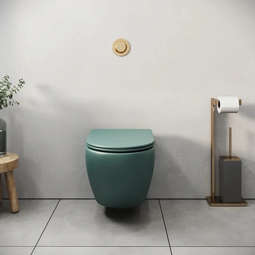 Унитаз подвесной GROSSMAN GR-4455OLMS Color 485x360x375 зеленый матовый безободковый с тонкой крышкой Унитаз подвесной GROSSMAN GR-4455OLMS Color 485x360x375 зеленый матовый безободковый с тонкой крышкой