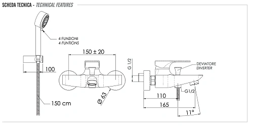 Смеситель для ванны Remer Class Line L02 Смеситель для ванны Remer Class Line L02