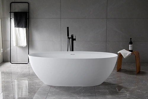 Ванна из искусственного камня Vincea Solid Surface VBT-4S01MW, 1700x760x560, белый матовый, слив-перелив в комплекте Ванна из искусственного камня Vincea Solid Surface VBT-4S01MW, 1700x760x560, белый матовый, слив-перелив в комплекте