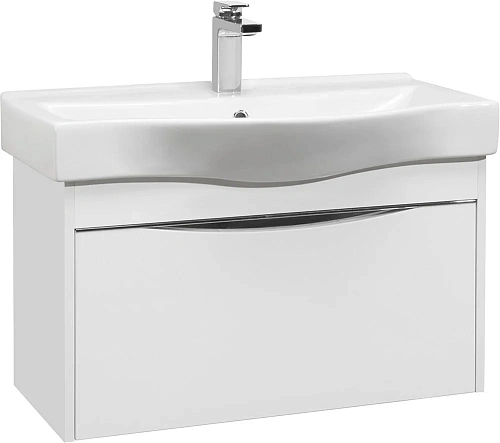 Тумба с раковиной STWORKI Хельсинки 80 подвесная, с накладной раковиной, белая, МДФ 406331 Тумба с раковиной STWORKI Хельсинки 80 подвесная, с накладной раковиной, белая, МДФ 406331