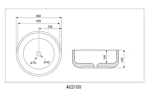 Раковина ABBER Bequem AC2100 накладная, белая Раковина ABBER Bequem AC2100 накладная, белая