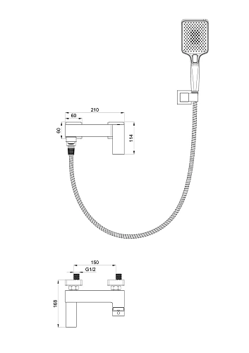 Смеситель для ванны Wonzon & Woghand черный матовый (WW-88639016-MB) Смеситель для ванны Wonzon & Woghand черный матовый (WW-88639016-MB)