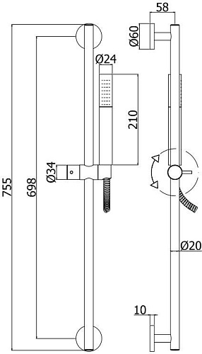 Душевой гарнитур Paffoni Life ZSAL135NO Душевой гарнитур Paffoni Life ZSAL135NO