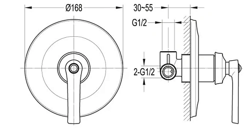 Смеситель для душа CEZARES LIBERTY-F-DIM-01 встраиваемый, хром Смеситель для душа CEZARES LIBERTY-F-DIM-01 встраиваемый, хром