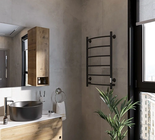 Полотенцесушитель электрический EWRIKA Сафо ПР1 80х50, черный 485630 Полотенцесушитель электрический EWRIKA Сафо ПР1 80х50, черный 485630