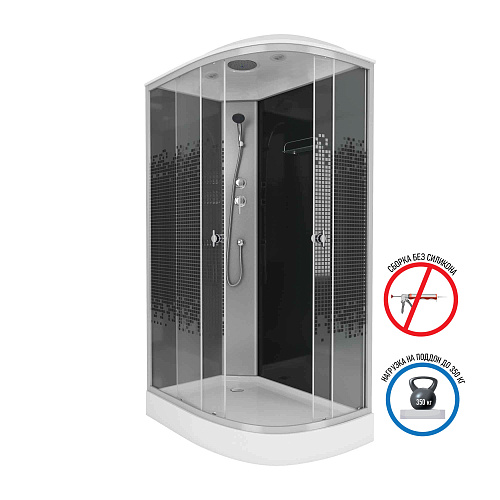 Душевая кабина Niagara NG-4512-14R BLACK (1200х800х2150) низкий поддон (13см) стекло мозаика 45121453R Душевая кабина Niagara NG-4512-14R BLACK (1200х800х2150) низкий поддон (13см) стекло мозаика 45121453R