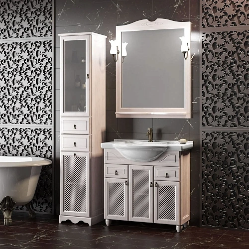 Шкаф-пенал Opadiris Тибет с бельевой корзиной левый беленый бук Z0000004955 Шкаф-пенал Opadiris Тибет с бельевой корзиной левый беленый бук Z0000004955