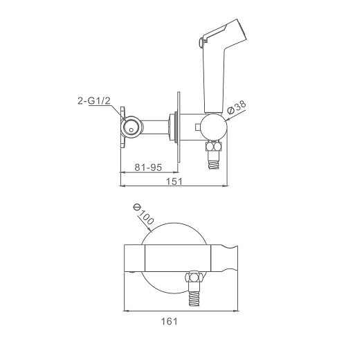 Гигиенический душ Raglo R23.56.06 встраиваемый с термостатом, черный Гигиенический душ Raglo R23.56.06 встраиваемый с термостатом, черный
