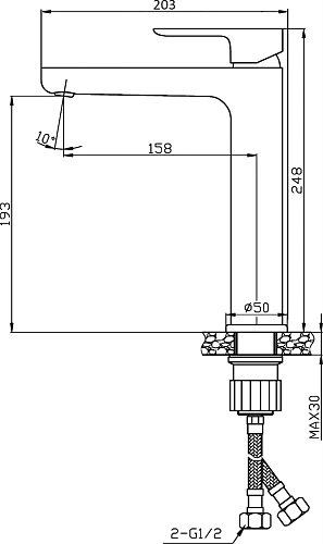 Смеситель для раковины STWORKI Ноттвиль NO-02b черный 550022 Смеситель для раковины STWORKI Ноттвиль NO-02b черный 550022