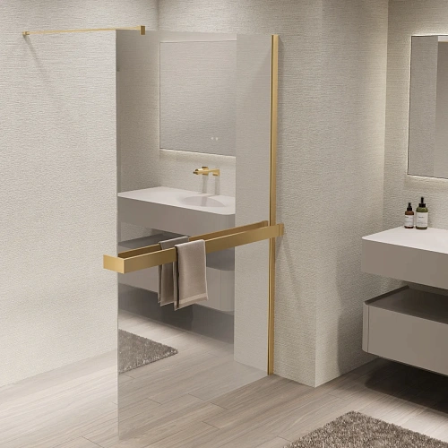 Душевая перегородка Vincea Walk-In VSW-1HR100MRG 1000x2000 матовый золотой, стекло зеркальное Душевая перегородка Vincea Walk-In VSW-1HR100MRG 1000x2000 матовый золотой, стекло зеркальное