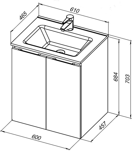 Тумба под раковину Aquanet Алвита New 60 2 дверцы, дуб веллингтон белый 00277525 Тумба под раковину Aquanet Алвита New 60 2 дверцы, дуб веллингтон белый 00277525