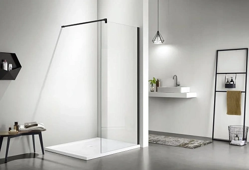 Душевая перегородка Aquatek Walk in 1000x2000 профиль черный матовый, стекло прозрачное с черным при AQ WIW Print 10020BL Душевая перегородка Aquatek Walk in 1000x2000 профиль черный матовый, стекло прозрачное с черным при AQ WIW Print 10020BL