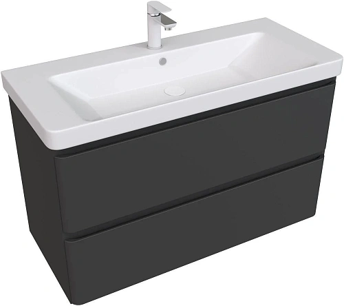 Тумба под раковину Aquanet Эмбер 105 черный матовый 00330470 напольная/подвесная Тумба под раковину Aquanet Эмбер 105 черный матовый 00330470 напольная/подвесная