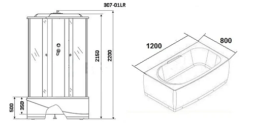 Душевая кабина Niagara NG 307-01R правая Мозаик 3070154R Душевая кабина Niagara NG 307-01R правая Мозаик 3070154R