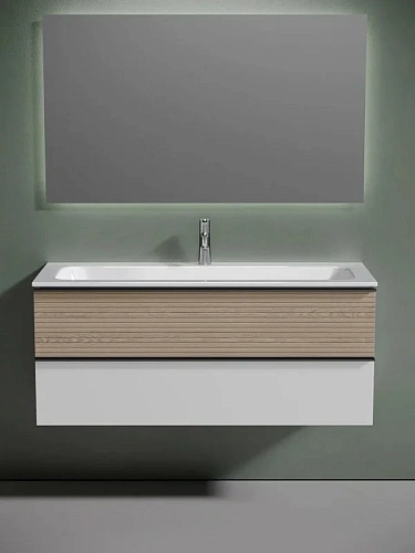 Тумба под раковину Sancos Delta DL120W 1195х445х500 дуб светлый/белый, подвесная Тумба под раковину Sancos Delta DL120W 1195х445х500 дуб светлый/белый, подвесная