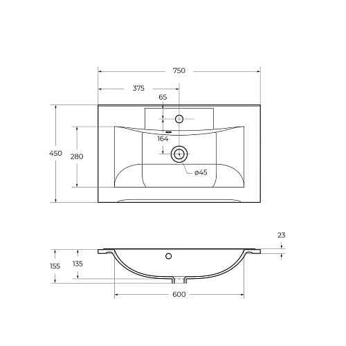 Раковина BelBagno BB750/450-LV-MR-PR 750x450 Раковина BelBagno BB750/450-LV-MR-PR 750x450