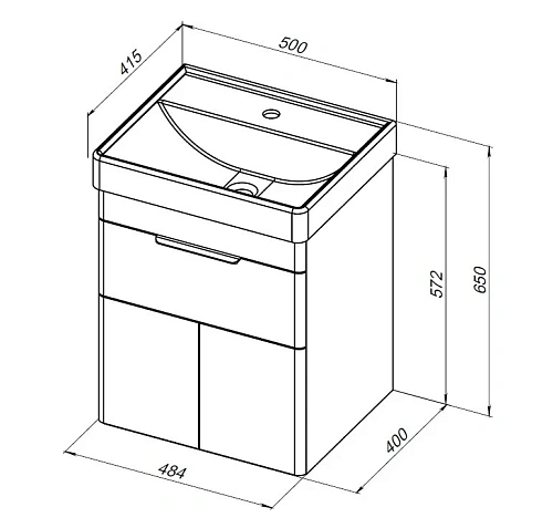 Тумба под раковину Aquanet Ирис new 50 белый глянец (1 ящик, 2 дверцы) 00310147 Тумба под раковину Aquanet Ирис new 50 белый глянец (1 ящик, 2 дверцы) 00310147