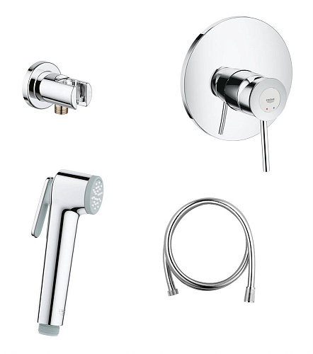 Гигиенический душ GROHE BauClassic, встраиваемый смеситель, гигиенический душ со шлангом и держателе 124901 Гигиенический душ GROHE BauClassic, встраиваемый смеситель, гигиенический душ со шлангом и держателе 124901