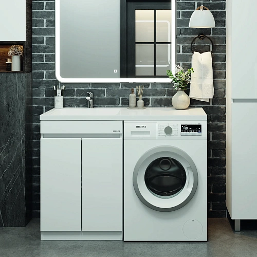 Тумба под раковину Onika Милтон Нова 48 см 104803 напольная под стиральную машину, белая, разборная (для Марсал 110) Тумба под раковину Onika Милтон Нова 48 см 104803 напольная под стиральную машину, белая, разборная (для Марсал 110)