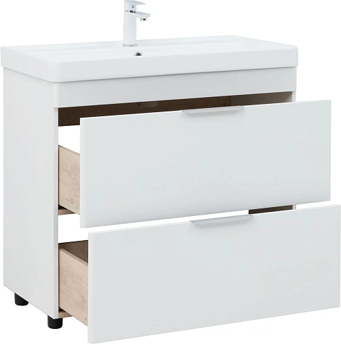 Тумба с раковиной Aquanet Ирис new 90 00342094 напольная белый глянец Тумба с раковиной Aquanet Ирис new 90 00342094 напольная белый глянец