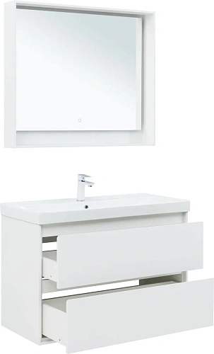 Тумба под раковину Aquanet Милан 100 белый глянец 00336370 подвесная Тумба под раковину Aquanet Милан 100 белый глянец 00336370 подвесная