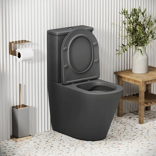 Унитаз напольный GROSSMAN GR-4480GMS Color 620x365x810 серый матовый безободковый с тонкой крышкой Унитаз напольный GROSSMAN GR-4480GMS Color 620x365x810 серый матовый безободковый с тонкой крышкой