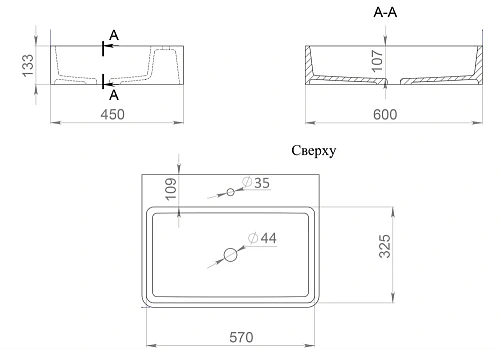 Раковина Salini OTTAVIA покраска по RAL полностью 1103201MF 595x445 накладная S-Stone Раковина Salini OTTAVIA покраска по RAL полностью 1103201MF 595x445 накладная S-Stone