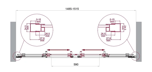 Душевая дверь BelBagno LUCE-BF-2-150-C-Cr Душевая дверь BelBagno LUCE-BF-2-150-C-Cr