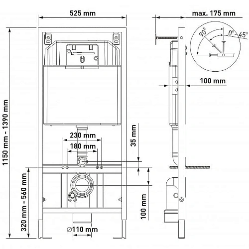 Комплект унитаза BERGES Strati Rimless с инсталляцией NOVUM кнопкой L5 черной SoftTouch, сидение дюр 042449 Комплект унитаза BERGES Strati Rimless с инсталляцией NOVUM кнопкой L5 черной SoftTouch, сидение дюр 042449