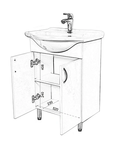Тумба с раковиной Orange Лайт LA-60TUW+RA напольная белый Тумба с раковиной Orange Лайт LA-60TUW+RA напольная белый