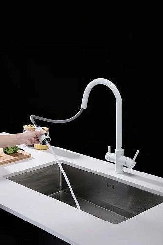 Смеситель для кухни Paulmark LANGE белый матовый La214212-WH Смеситель для кухни Paulmark LANGE белый матовый La214212-WH