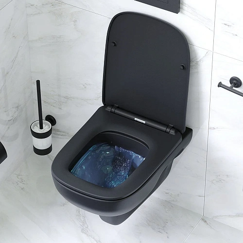 Унитаз подвесной AM.PM X-Joy S C85A1700MBSC безободковый, с сиденьем микролифт, черный матовый Унитаз подвесной AM.PM X-Joy S C85A1700MBSC безободковый, с сиденьем микролифт, черный матовый