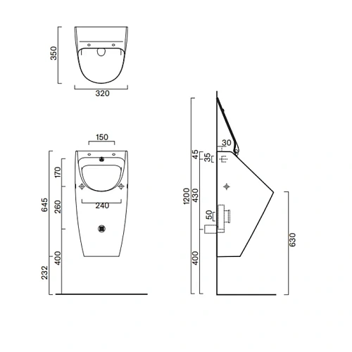 Писсуар Catalano Comfort 0932641001 64x32 с отв. для крышки, белый глянцевый Писсуар Catalano Comfort 0932641001 64x32 с отв. для крышки, белый глянцевый