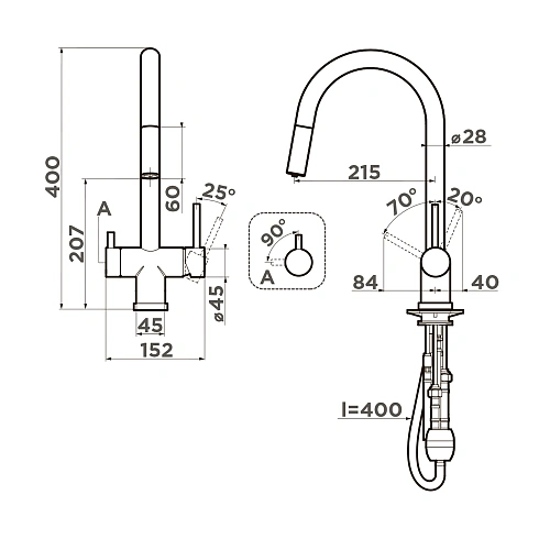 Смеситель для кухни Omoikiri Akita-S-GB 4994359 Смеситель для кухни Omoikiri Akita-S-GB 4994359