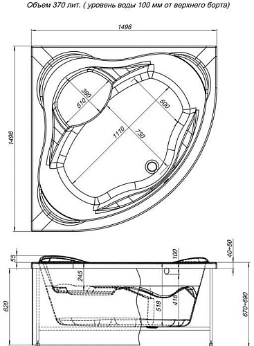 Акриловая ванна Aquanet Malta New 150x150 00204003 Акриловая ванна Aquanet Malta New 150x150 00204003