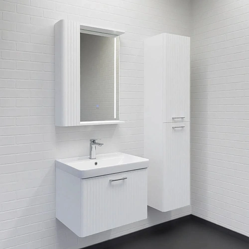 Зеркальный шкаф Comforty Ангара-60 00-00020667 белый матовый с LED подсветкой Зеркальный шкаф Comforty Ангара-60 00-00020667 белый матовый с LED подсветкой