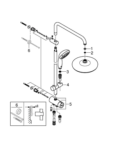 Душевая стойка GROHE New Tempesta 210 (26381001) хром Душевая стойка GROHE New Tempesta 210 (26381001) хром